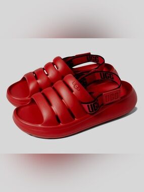 UGG Sport Yeah Sandal Slides Red/Black w/Strap Size 11